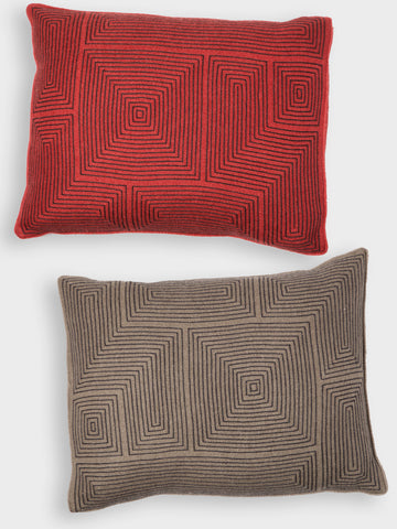 Geometric Embroidered Pillow by Armand Diradourian | DARA Artisans