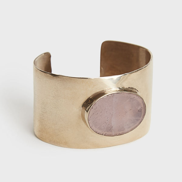 Rose Quartz & Bronze Cuff