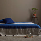 Indigo & Natural Striped Bed Cover