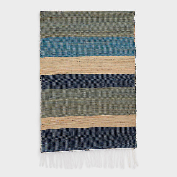 Raffia Table Runner Blue | DARA Artisans